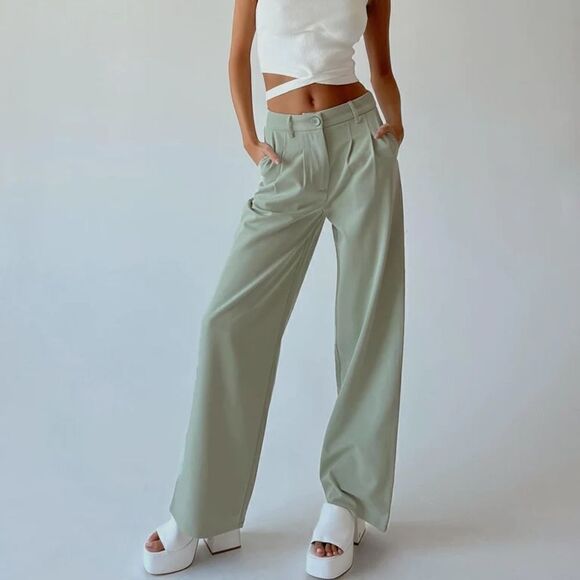 Princess Polly Mint Green Archer Pants - Picture 1 of 4